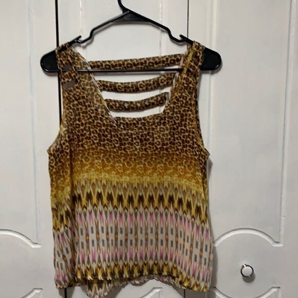 Material Girl Animal Print Cropped Tank Blouse L - Picture 1 of 8